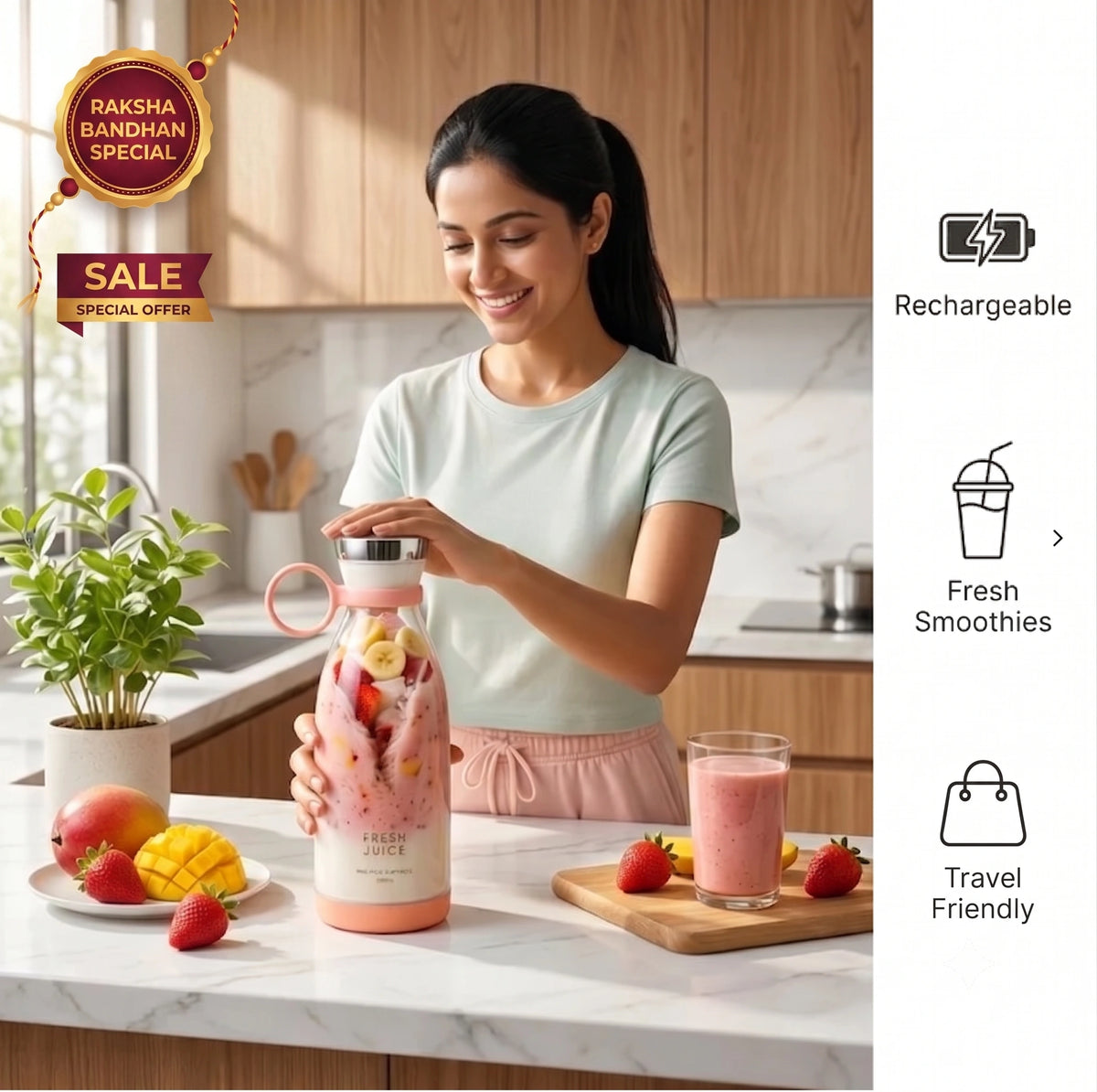 Portable Electric Mixer | Bottle Blender | Fast Blades | Cord-Less